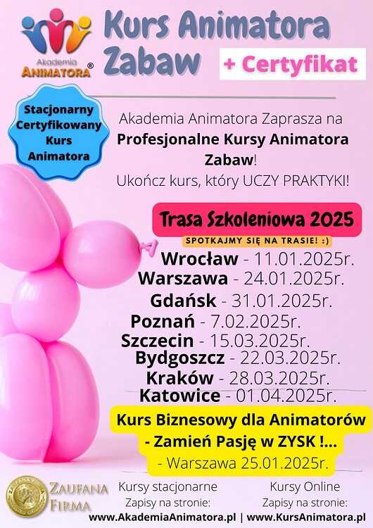 Kurs Animatora dla Dzieci Stacjonarnie