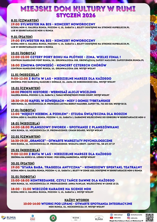 Wydarzenia MDK Rumia Styczeń 2026