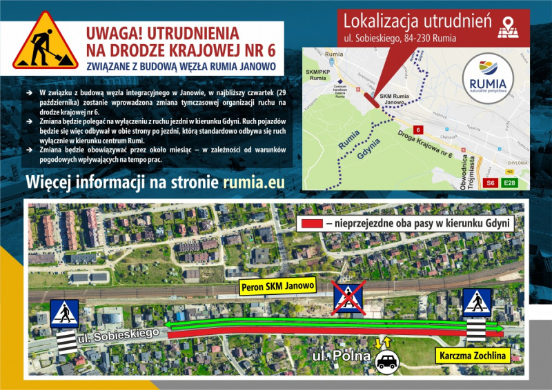 Zmiana organizacji ruchu na drodze krajowej numer 6