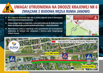 Utrudnienia na DK nr 6 w związku z budową węzła Rumia Janowo