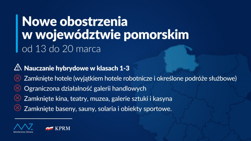 Od 13 marca rząd zaostrzy zasady sanitarne na Pomorzu