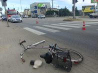 Wypadek w Rumi z udziałem rowerzysty i fiata ducato