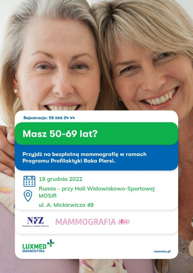 Badania w mobilnej pracowni mammograficznej – Rumia, grudzień 2022