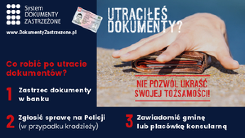 Utraciłeś dokumenty? Zastrzeż je w banku! Nie pozwól ukraść swojej tożsamości!
