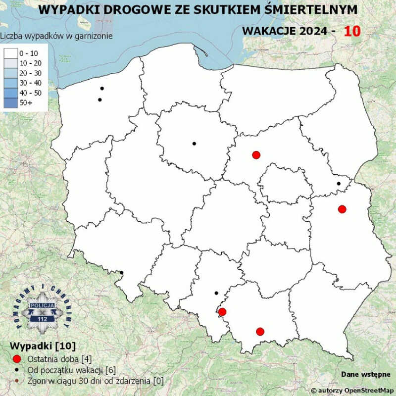 Przerażająca Mapa Wypadków: Sprawdź, Gdzie w Wakacje 2024 dochodzi do wypadków drogowych ze skutkiem śmiertelnym.