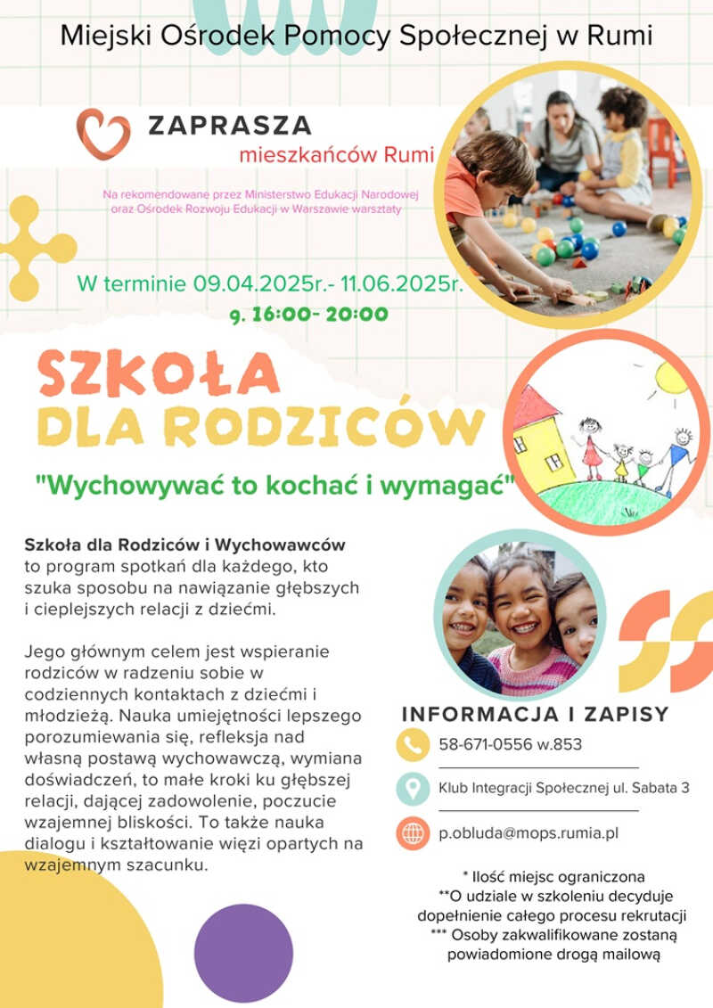 Szkoła dla Rodziców – bezpłatne warsztaty dla mieszkańców Rumi
