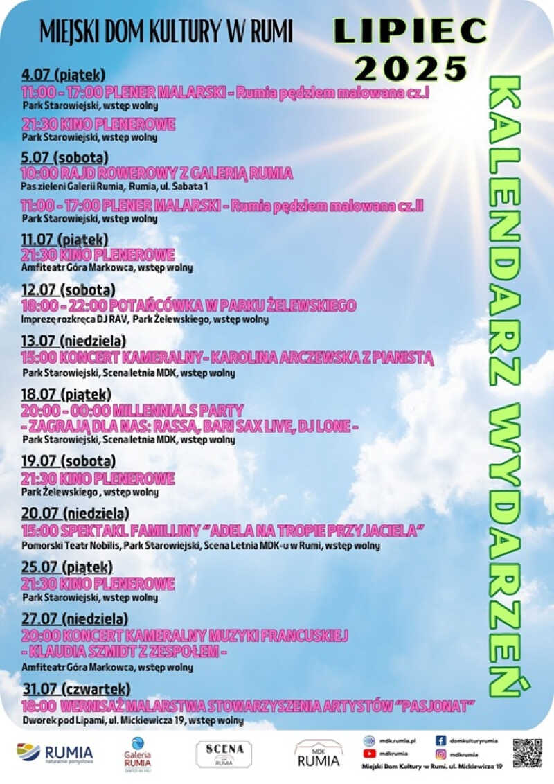 Kulturalne lato 2025 z MDK Rumia – koncerty, kino, teatr i plener