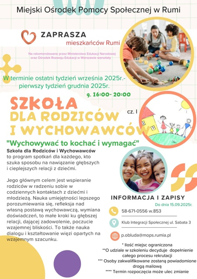 Ponowny nabór na warsztaty „Szkoła dla Rodziców – Wychowywać to kochać i wymagać”, cz. I