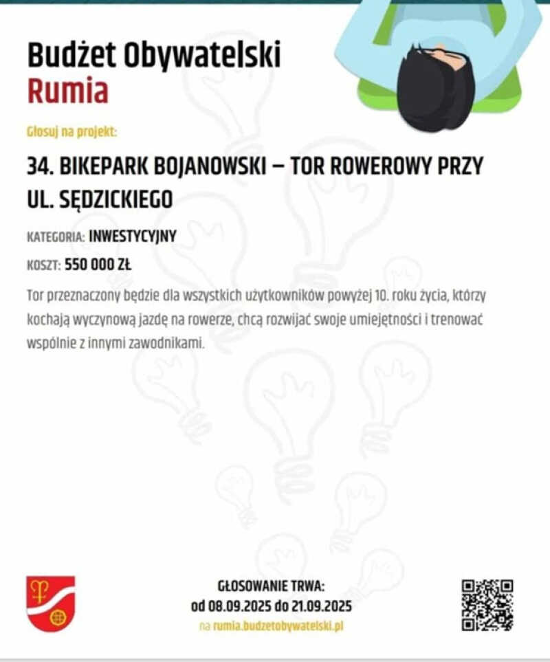 Budżet Obywatelski Rumia 2025 - Bikepark Bojanowski – tor rowerowy przy ul. Sędzickiego - projekt nr 34