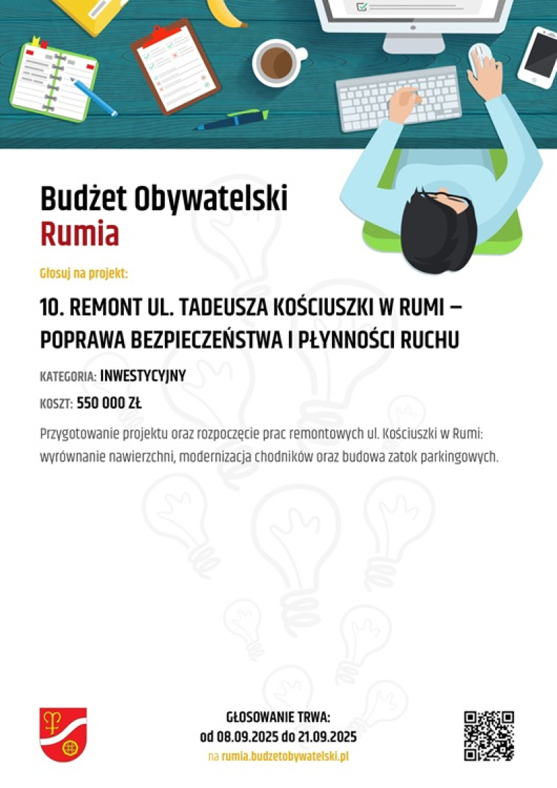 Remont ul. Kościuszki w Rumi – Projekt nr 10 w Budżecie Obywatelskim - Zagłosujesz?