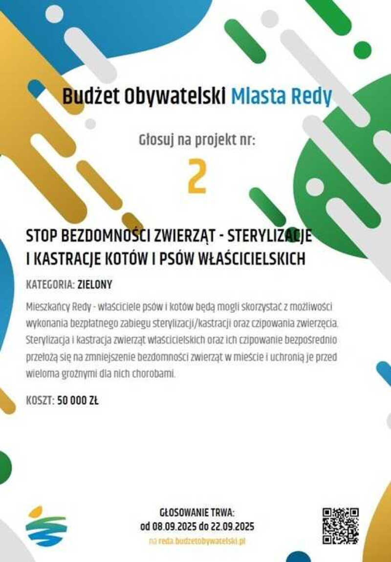 Reda - STOP bezdomności zwierząt – projekt nr 2 w Budżecie Obywatelskim Redy