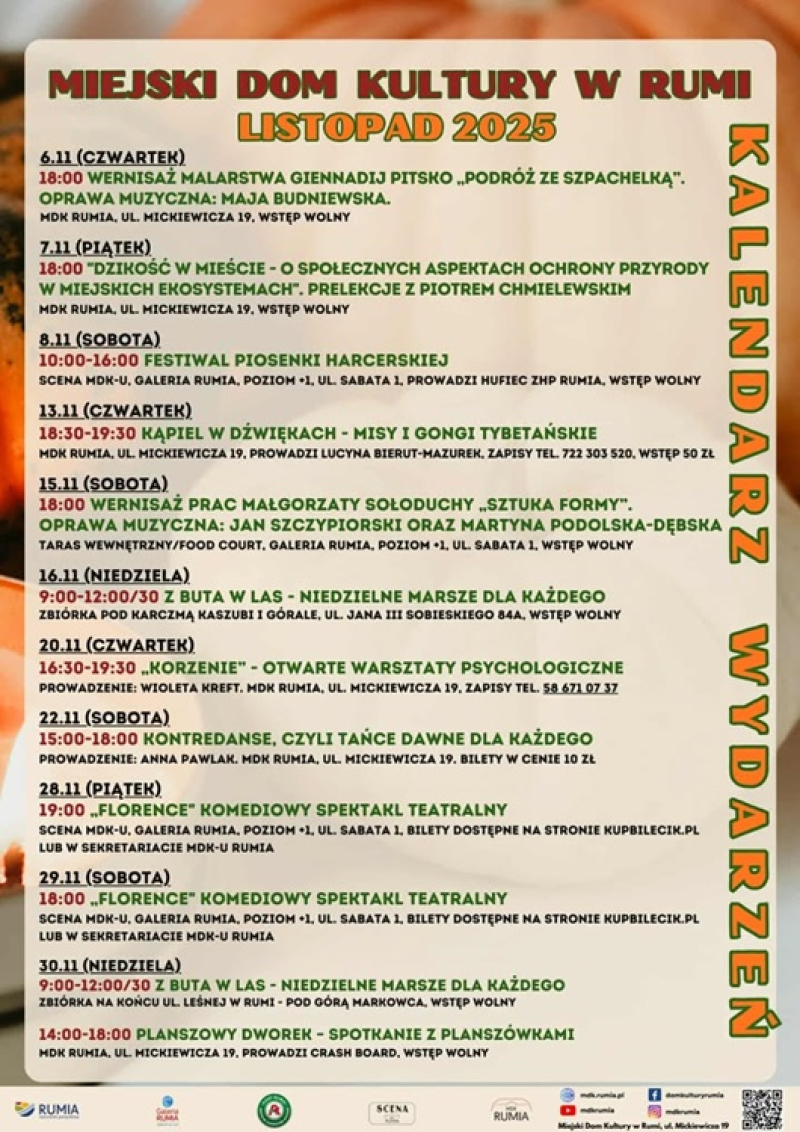 Listopad w MDK Rumia – pełny kalendarz wydarzeń