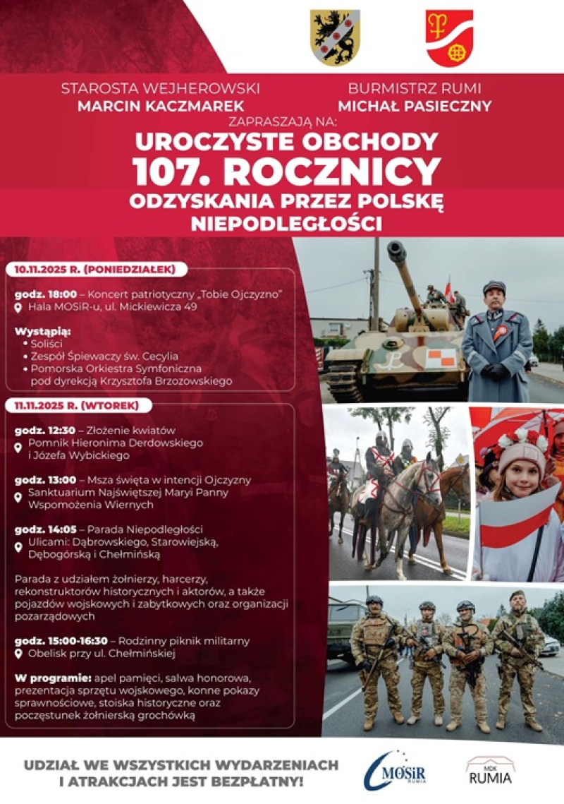 Rumia świętuje 107. rocznicę odzyskania przez Polskę niepodległości