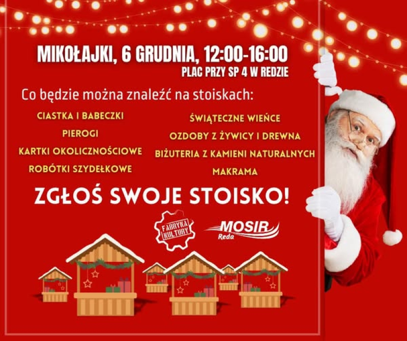 Mikołajki w Redzie – trwa nabór wystawców na świąteczne stoiska