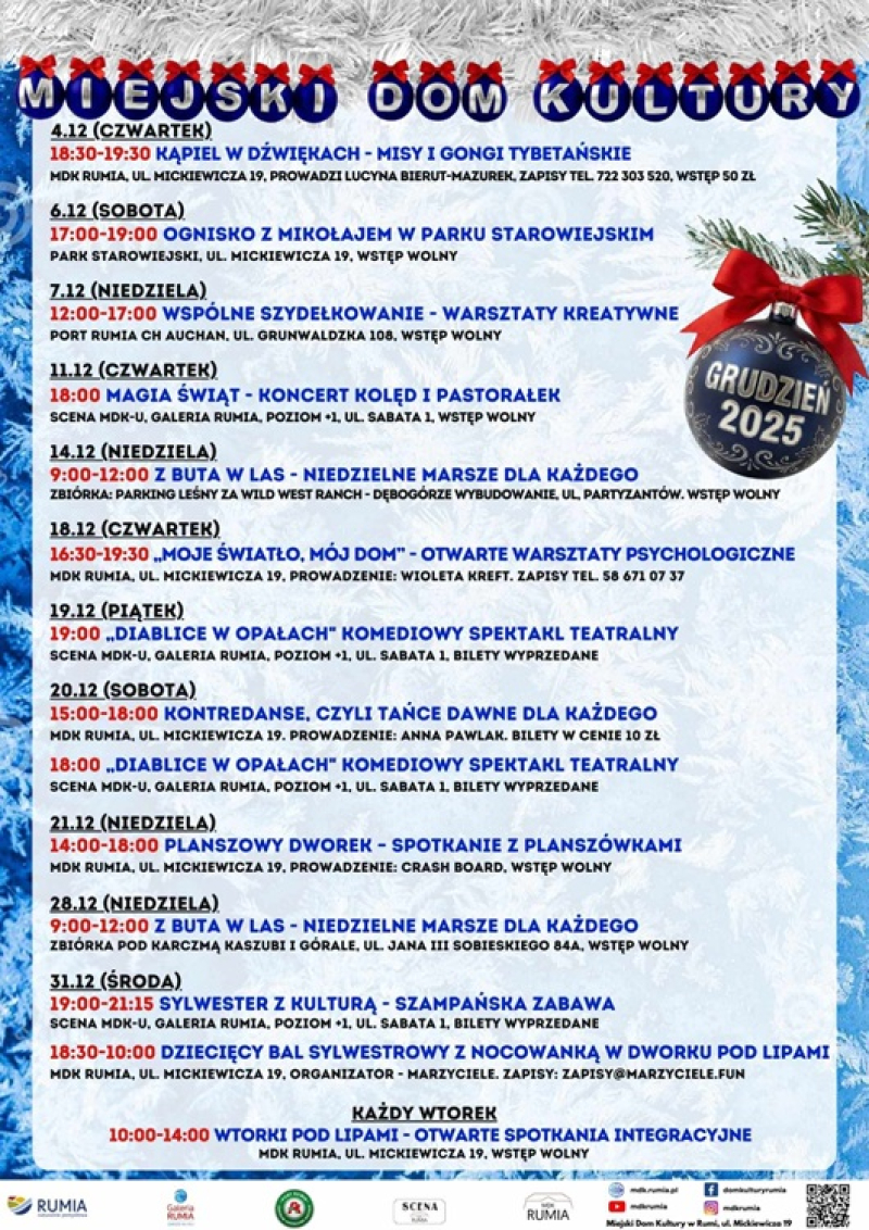 Grudzień w Miejskim Domu Kultury w Rumi – zimowy miesiąc pełen wydarzeń!