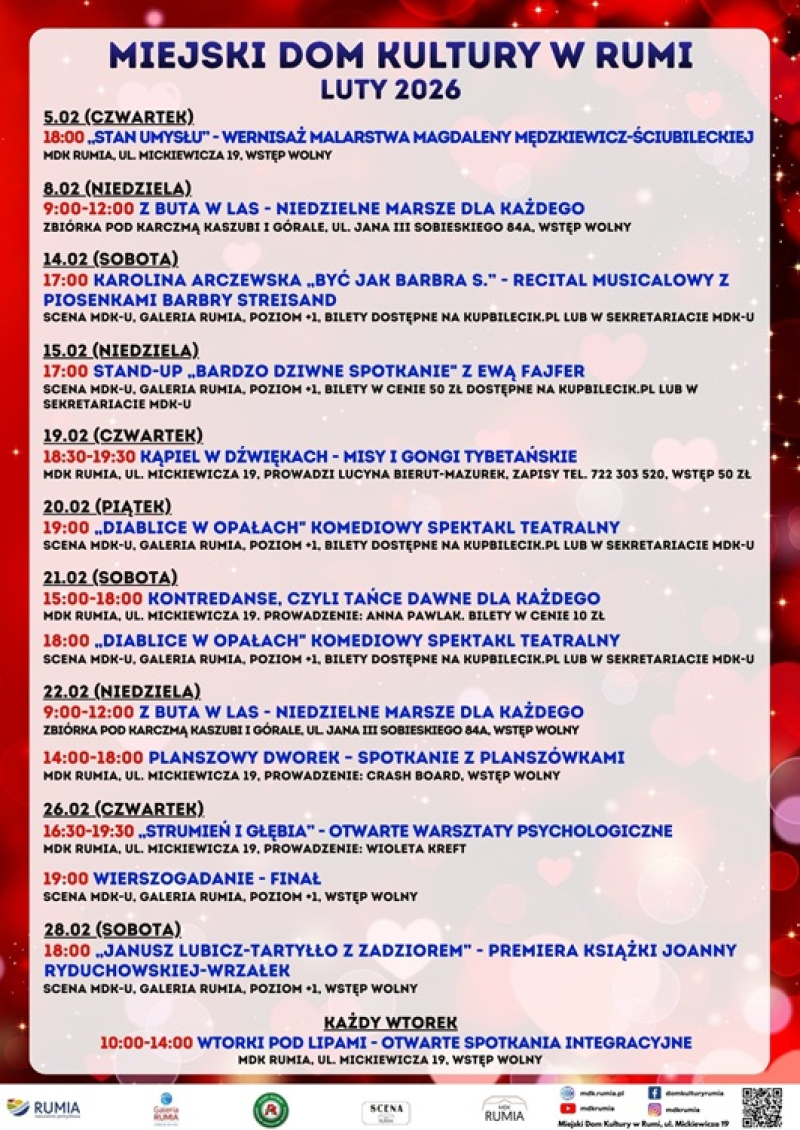 Luty 2026 w MDK Rumia. Sprawdź kalendarz wydarzeń i zaplanuj zimowy czas