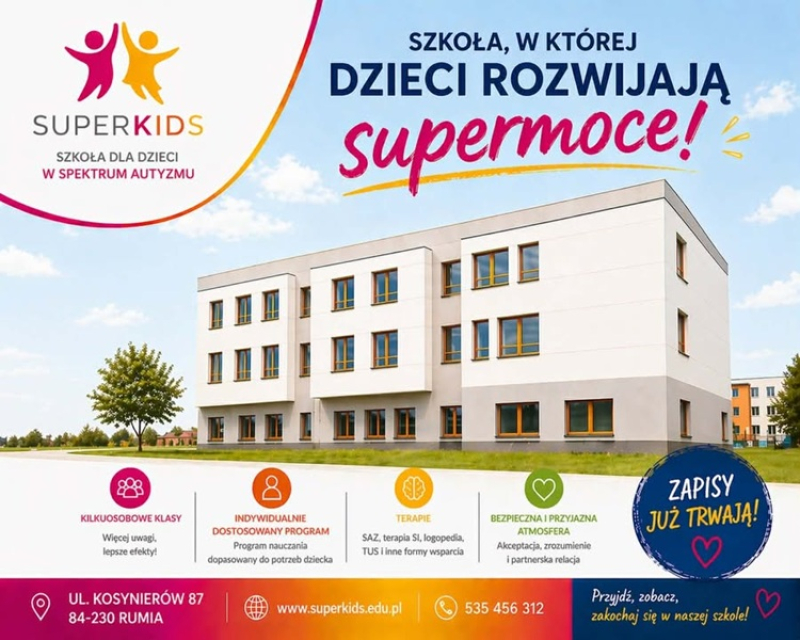 W Rumi powstaje szkoła dla dzieci w spektrum autyzmu. Superkids otwiera drzwi we wrześniu 2026