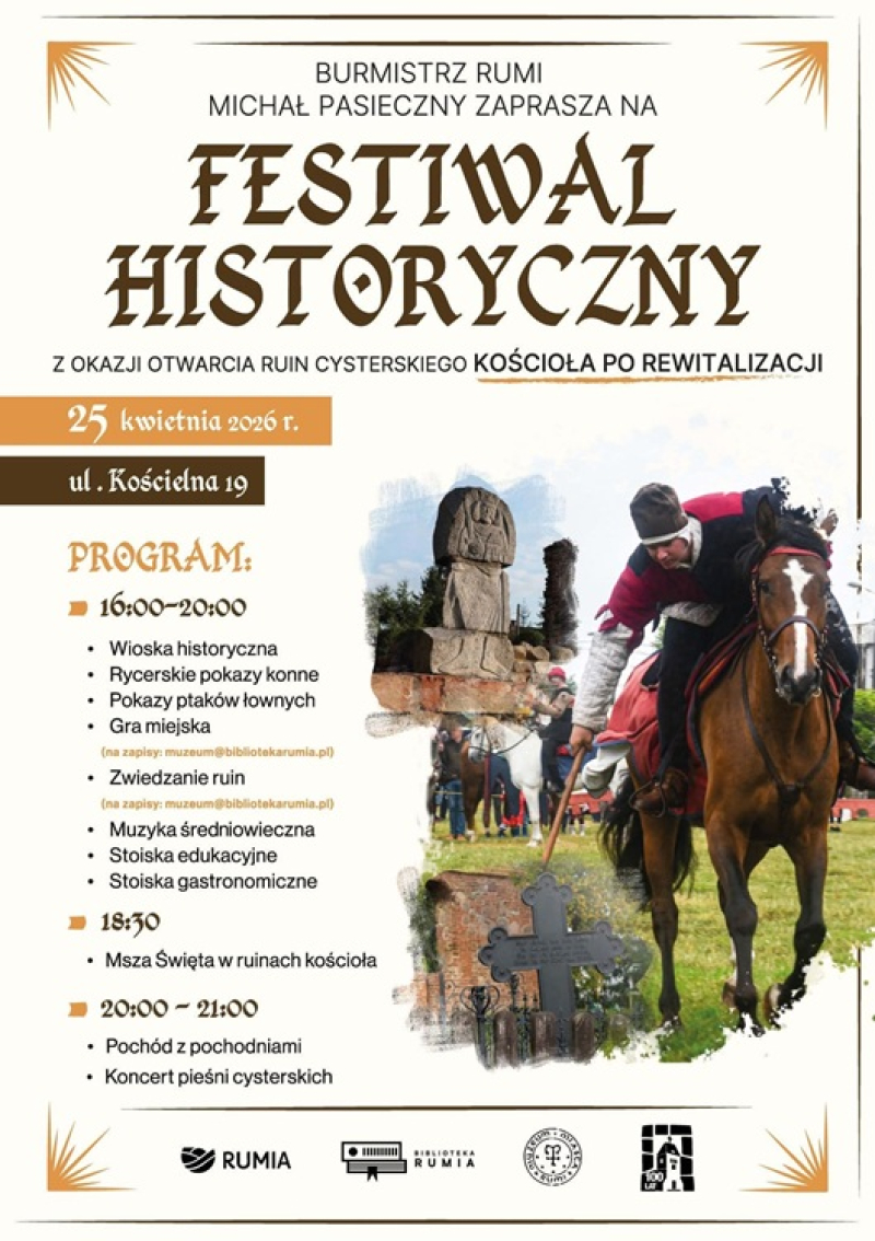 Festiwal Historyczny w Rumi już w sobotę, 25.04.2026. Ruiny cysterskiego kościoła otwierają się dla mieszkańców
