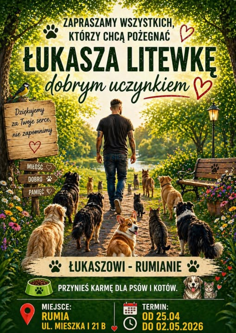 Zamiast kwiatów — karma. Rumianie żegnają Łukasza Litewkę dobrym uczynkiem