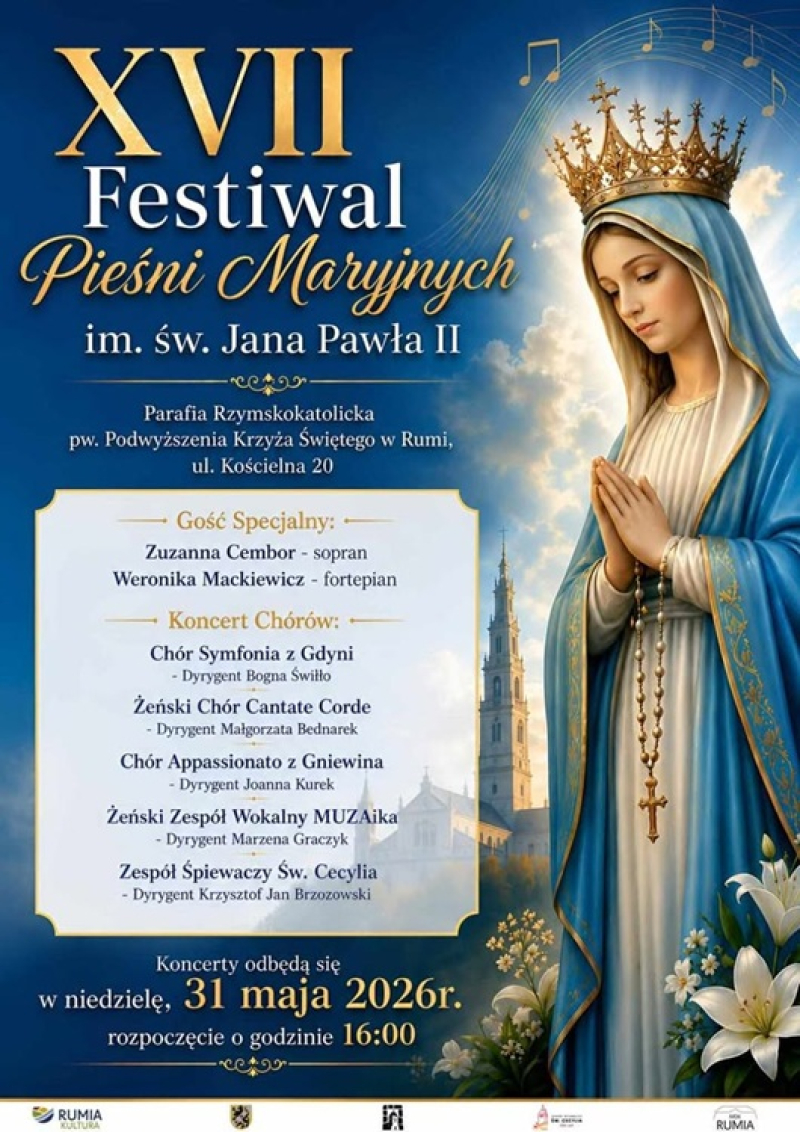 XVII Festiwal Pieśni Maryjnych im. św. Jana Pawła II w Rumi. Pięć chórów i sopranistka na jednej scenie — 31 maja