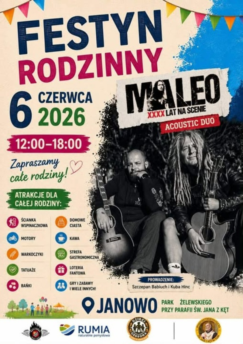 Festyn Rodzinny w Janowie już 6 czerwca! Maleo Acoustic Duo zagra w Parku Żelewskiego