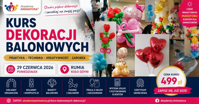 Kurs Tworzenia Dekoracji Balonowych w Rumi – Poniedziałek, 29 czerwca 2026 - Zapisz się!