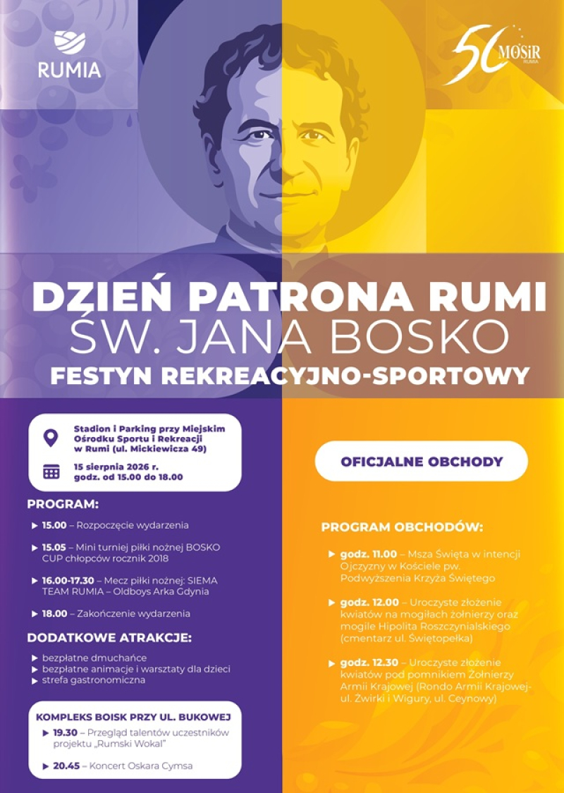 Dzień Patrona Rumi 2026 - program, koncert Oskara Cymsa i zmiany w ruchu