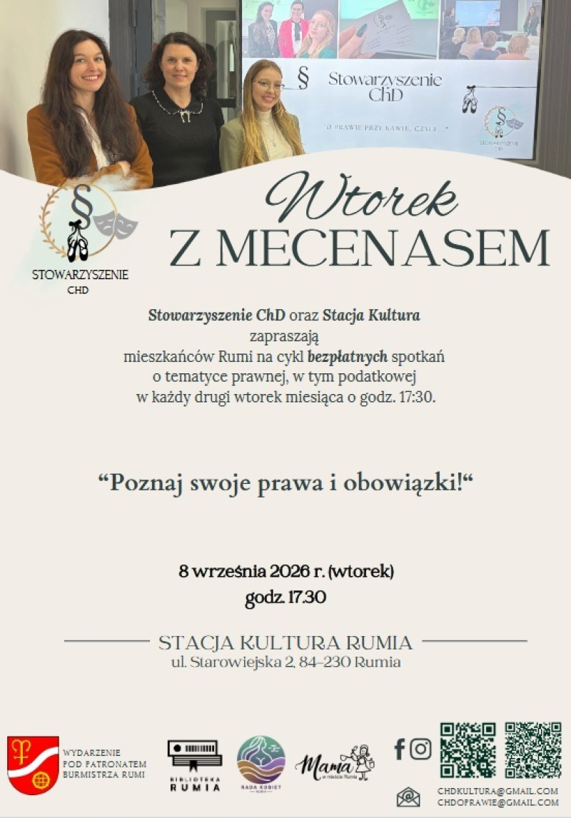 Wtorek z Mecenasem w Rumi - bezpłatne konsultacje prawne | 8 września - Sprawdź!