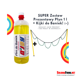 Bańkowy Zestaw Prezentowy – Płyn do baniek 1l + Kijki 5 Oczek