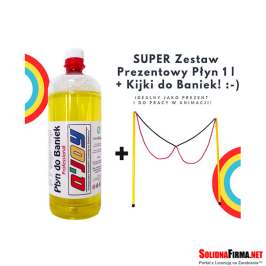 Bańkowy Zestaw Prezentowy – Płyn do baniek 1l + Kijki 2 Oczka