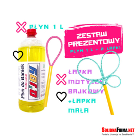 Zestaw Prezentowy – Płyn do baniek 1l + Łapka Mała + Łapka Motylek Bajkowy