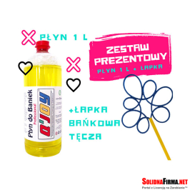 Bańkowy Zestaw Prezentowy – Płyn do baniek 1l + Łapka BAŃKOWA TĘCZA XXL