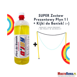 
Bańki Mydlane - Płyn do Baniek 1litr + Kijki do Baniek Mega
