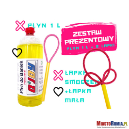 
Bańki Mydlane – Płyn do Baniek 1L + Łapka do baniek Mała + Łapka do baniek Smoczek - Zestaw
